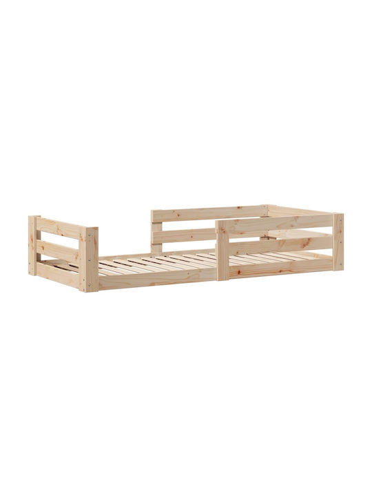 vidaXL Βρεφική Κούνια Καφέ με Στρώμα 70x140cm