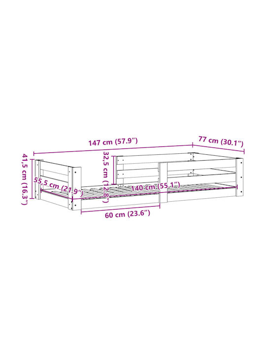 vidaXL Babybett Braun mit Matratze 70x140cm