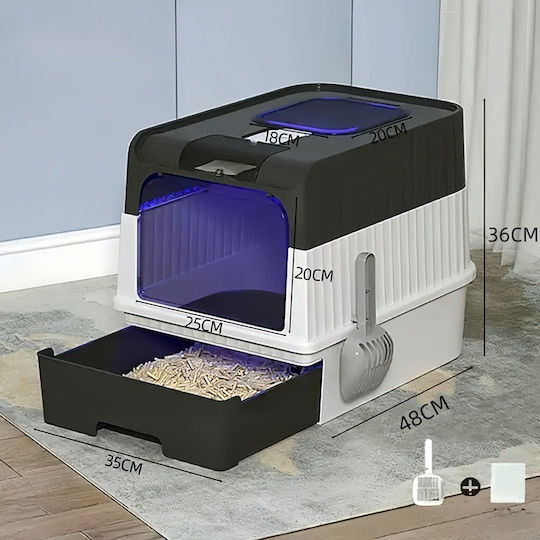 Katzentoilette Geschlossen mit Filter Schwarz L35 x B48 x H36cm