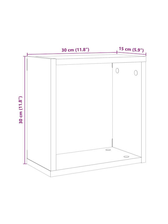 Ράφια Τοίχου Όψη Παλαιού Ξύλου (4τμχ) 30x15x30εκ.