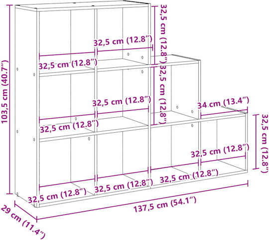 Βιβλιοθήκη Γκρι 70x24x193εκ.