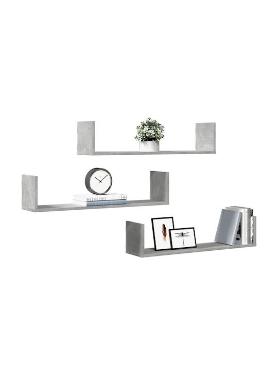 Shelves Wall Grey 3pcs 80x18x18cm