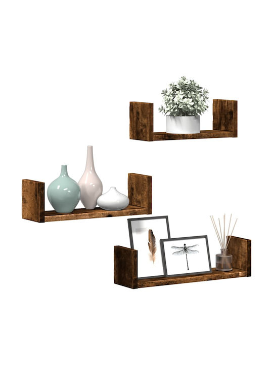 Shelves Wall Smoky Oak 3pcs 40x10x10.5cm