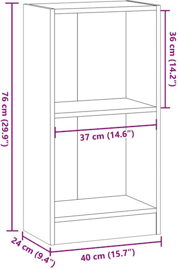 Bibliothek Rauchige Eiche 40x24x76cm