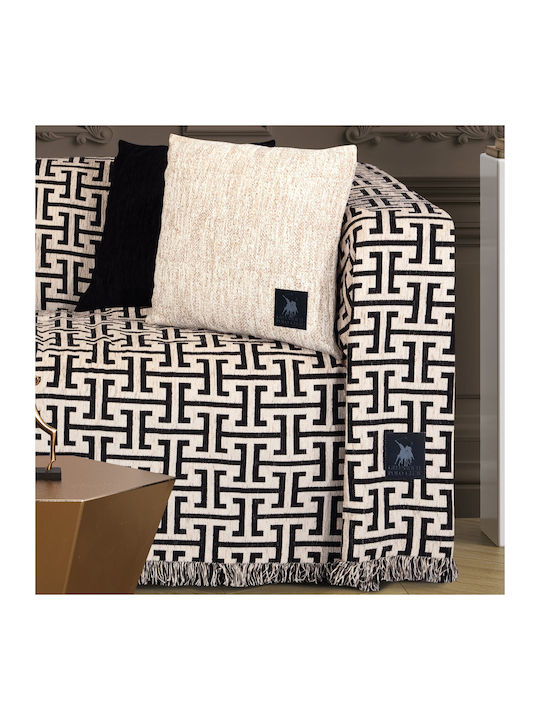 Greenwich Polo Club Sofa Throws 2 Seater 3931 180x250cm Black, Ecru