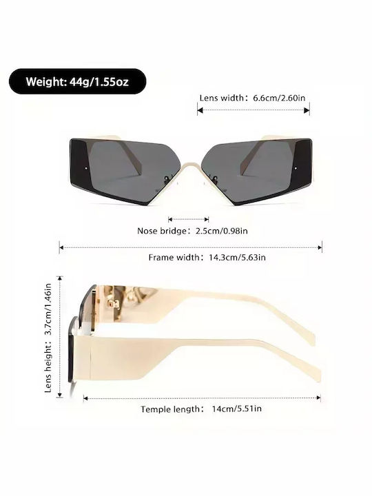 Men's Sunglasses with White Plastic Frame and Transparent Mirror Lens G-14