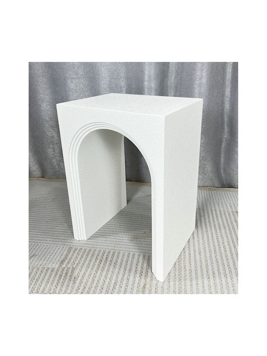 Rectangular Side Table Wooden White L40xW55xH30cm