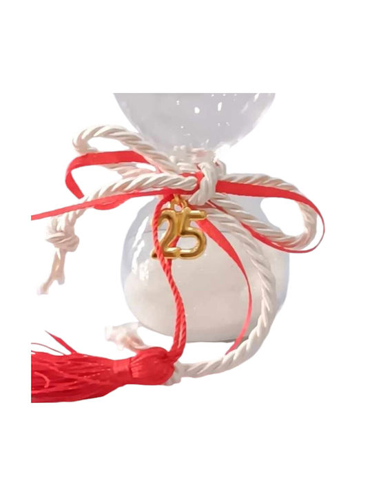 Lucky Charm 2025 Glass Hourglass White Sand 5x10cm Ga1001