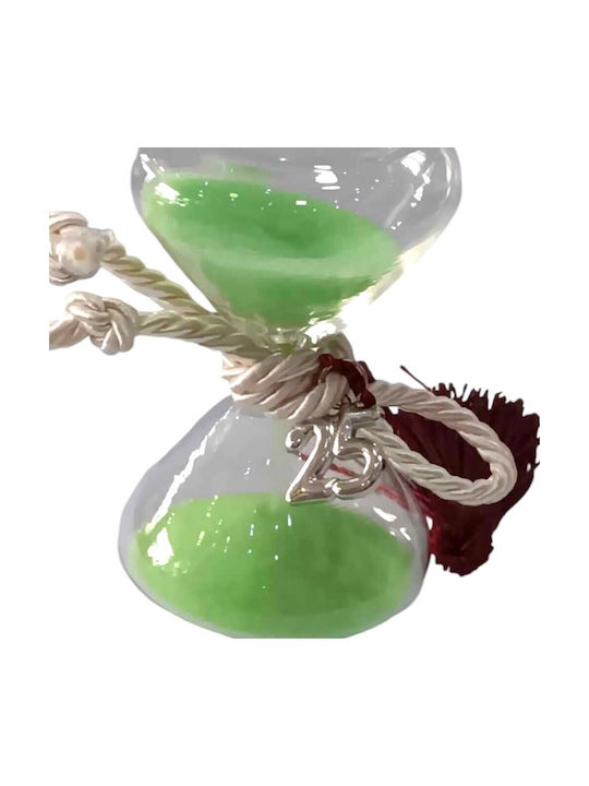 Glücksbringer 2025 Kleine Sanduhr aus Glas Grüner Sand 5x8cm Ga1004