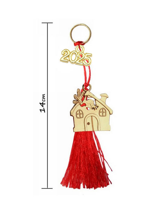 Lucky Charm 2025 Handmade Golden House with Red Tassels 14cm Tatu Moyo