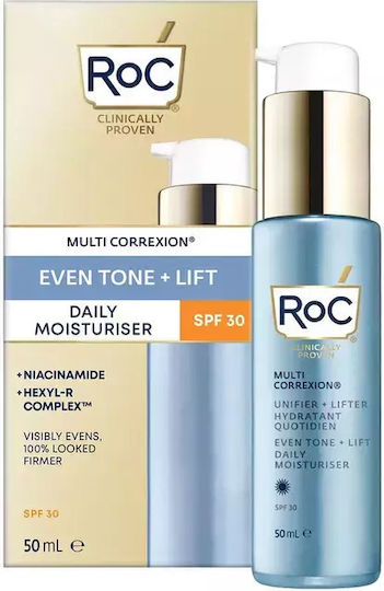 Roc Multi Correxion Cremă de Față de Zi cu Factor de Protecție Solară SPF30 pentru Hidratare, Anti-îmbătrânire și Tonifiere cu Niacinamidă 50ml