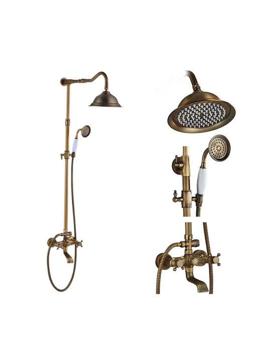 Coloană de duș cu Baterie Bronz Coloană de duș cu Baterie Bronz