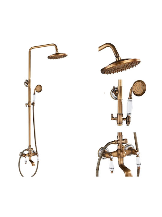 Coloană de duș cu Baterie Bronz Coloană de duș cu Baterie Bronz