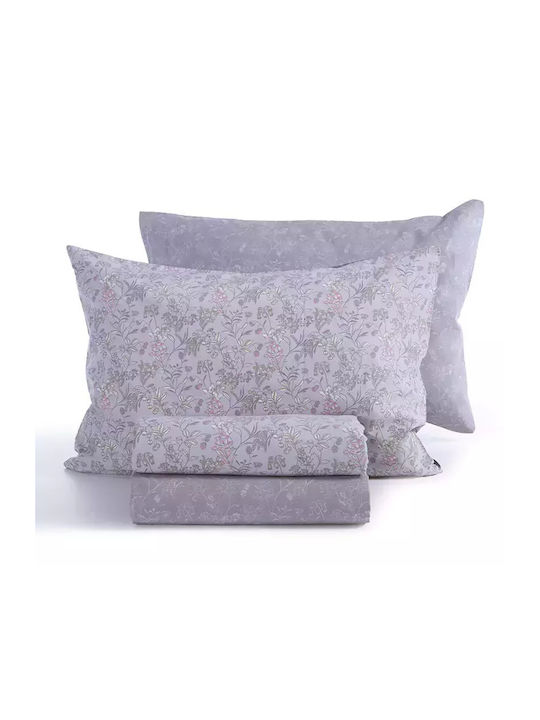 Nef-Nef Homeware Odete Σετ Σεντόνια Διπλά 200x270εκ. Grey (4τμχ)