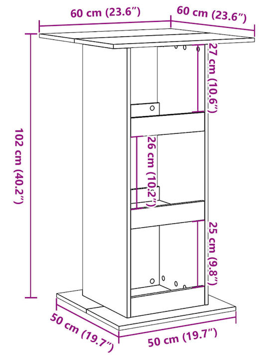 Τραπέζι Μπαρ Ξύλινο Γκρι 60x60x102εκ.