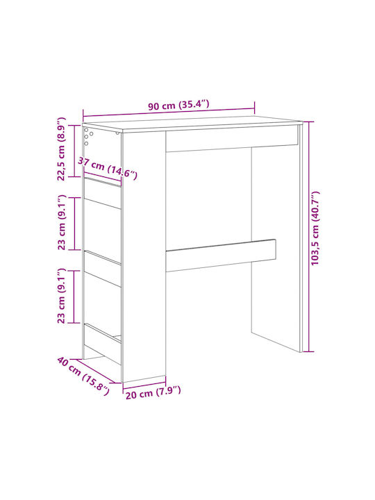 Τραπέζι Μπαρ Ξύλινο Γκρι Sonoma 90x40x103.5εκ.