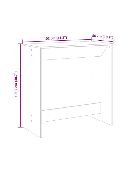 Τραπέζι Μπαρ Ξύλινο Γκρι Σκυροδέματος 102x50x103.5εκ.
