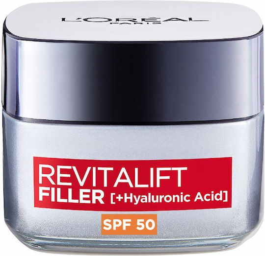 L'Oreal Paris Revitalift Filler Ανδρική Κρέμα Προσώπου Ημέρας με SPF50 για Αντιγήρανση & Πανάδες με Υαλουρονικό Οξύ 50ml