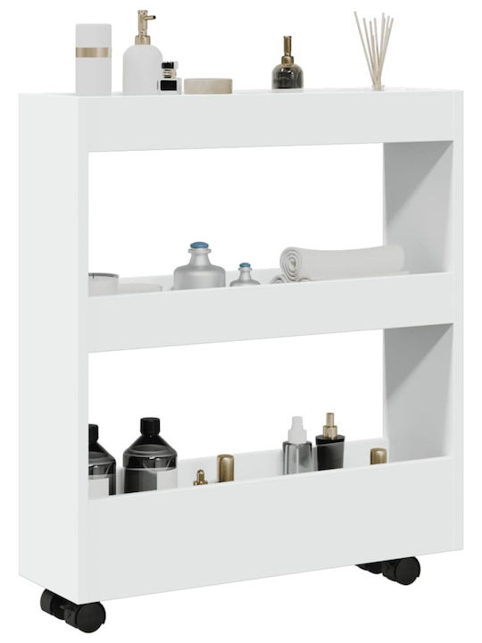 vidaXL Wooden Kitchen Trolley 3 Tiers White 60x18x70cm
