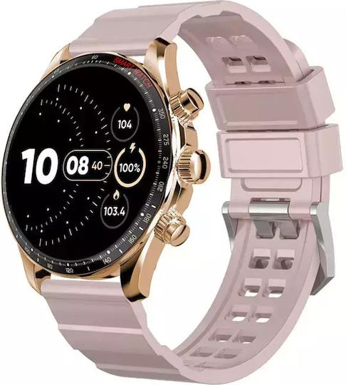Men's Smart Watch Nubi Km68 Bluetooth Call Amoled Screen Heart Rate Monitoring Sleep Oxygen Level Notifications Extra Strap Gold