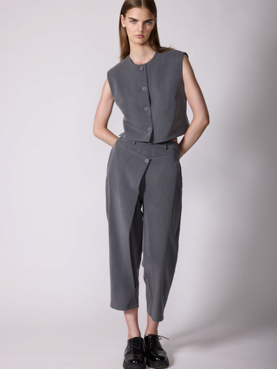 Desiree Damen Stoff Hose mit Gummizug in Normaler Passform Grey