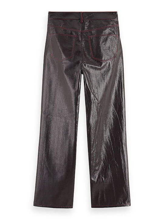 Scotch & Soda Women's Leather Trousers Wine