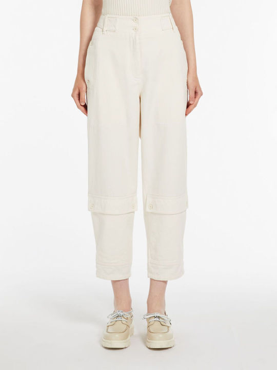 Weekend Maxmara Damen Baumwolle Hose Ecru