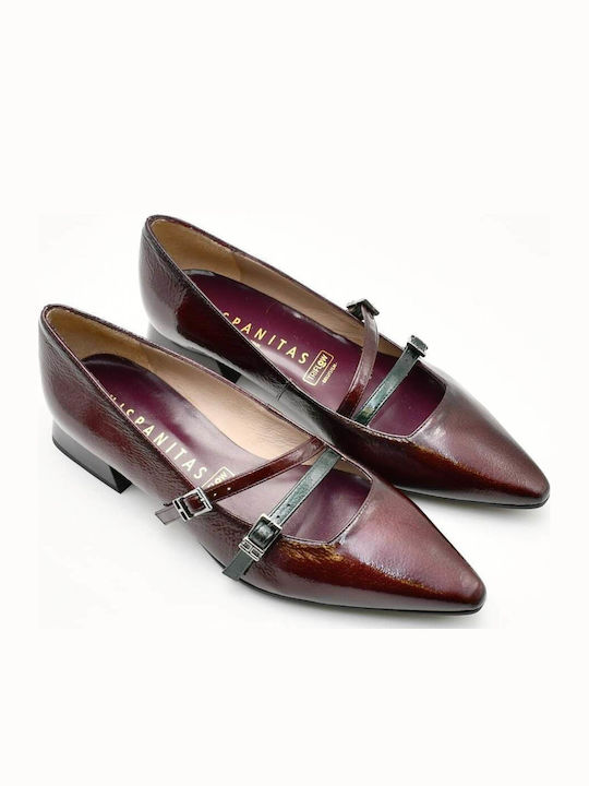 Patent Leather Burgundy Heels with Strap