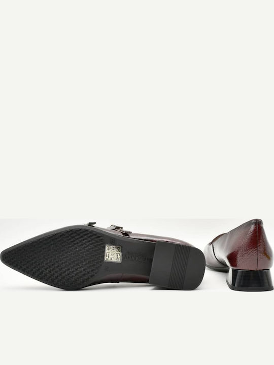 Patent Leather Burgundy Heels with Strap