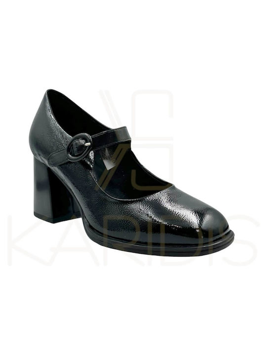 Ragazza Leder Pumps mit mittelhohem Absatz Schwarz