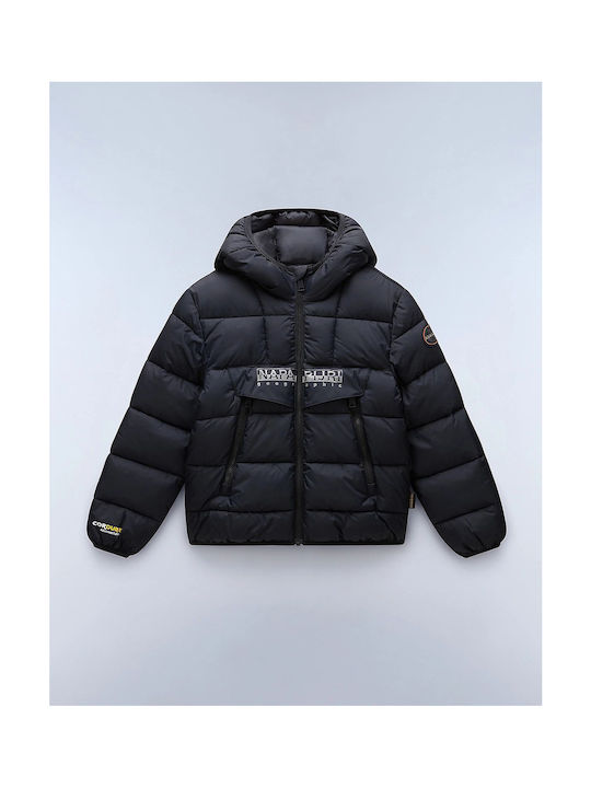 Napapijri Waterproof Kids Quilted Jacket with Hood Black