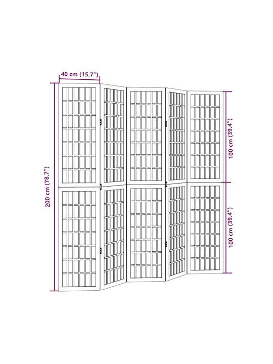 vidaXL Decorativ Paravan Lemn cu 5 Panouri 175x200cm