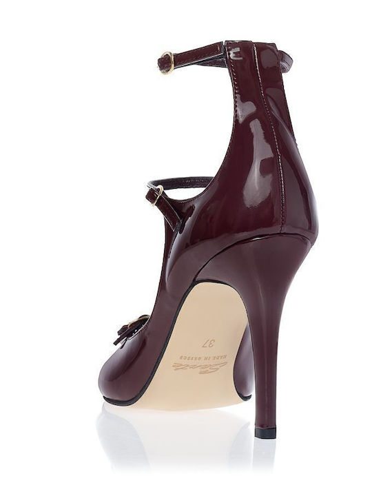 Pumps mit Riemchen Burgundisch