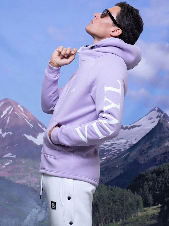 Vinyl Art Clothing Men's Sweatshirt Jacket with Hood and Pockets Lilac