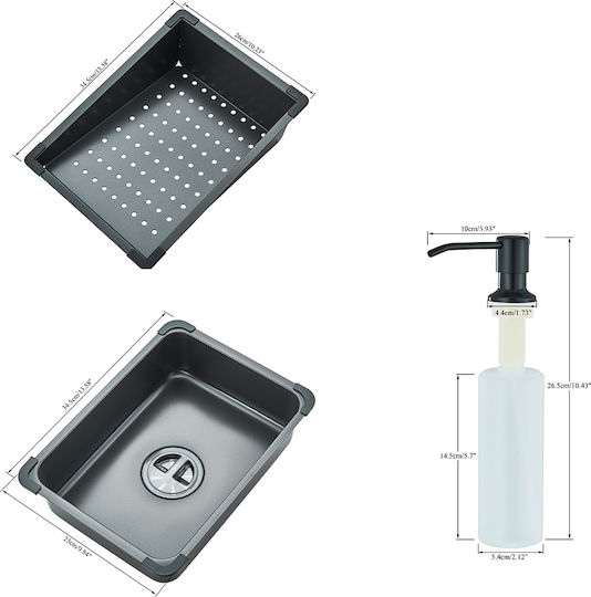 Ένθετος Νεροχύτης Inox με Μπαταρία Μ60xΠ45cm Μαύρος