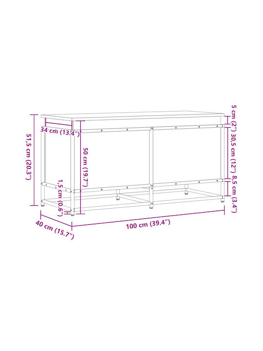 vidaXL Wooden Decorative Trunk Gray 100x40x51.5cm