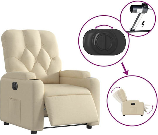 Relax Armchair with Footstool Cream 74x86.5x93.5cm