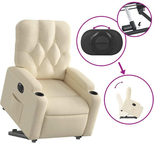 Relax Armchair with Footstool Cream 74x86.5x93.5cm