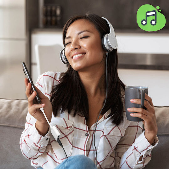 Adaptor USB-C Masculin la USB-C Feminin Dublu Audio Încărcare Compact Alb
