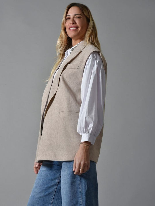 Belle Femme Women's Long Lifestyle Jacket for Winter Beige