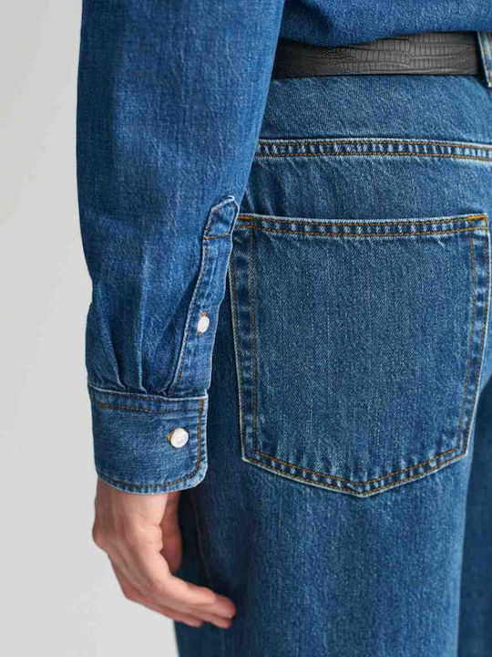 Μακρυμάνικο Γυναικείο Τζιν Πουκάμισο Denim Blue