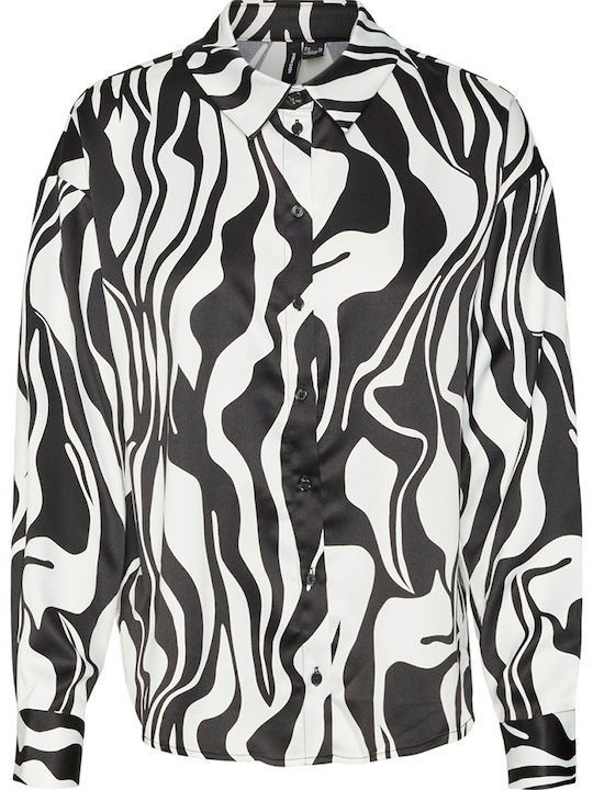 Langärmelig Damen Hemd Black/White