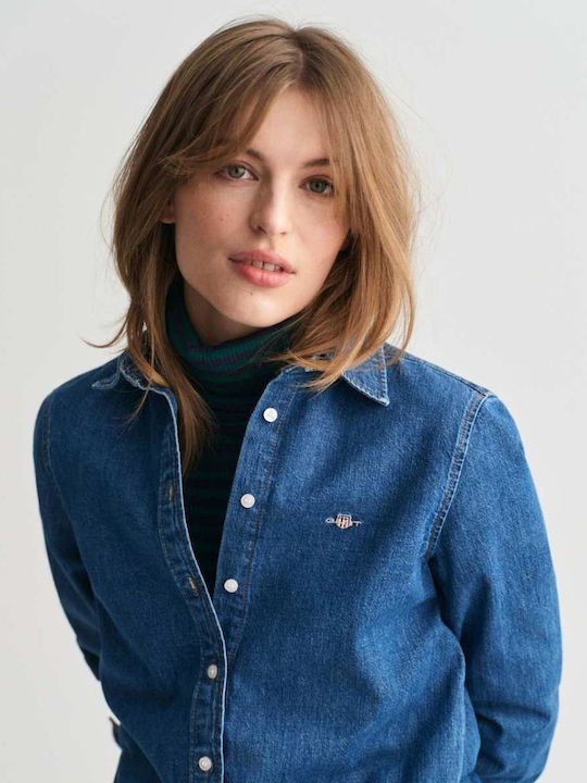 Μακρυμάνικο Γυναικείο Τζιν Πουκάμισο Denim Blue