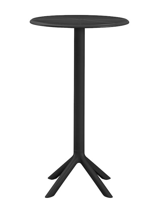 Terrin Outdoor Bar Polypropylene Table Black Velvet-Black Metal 60x60x106cm