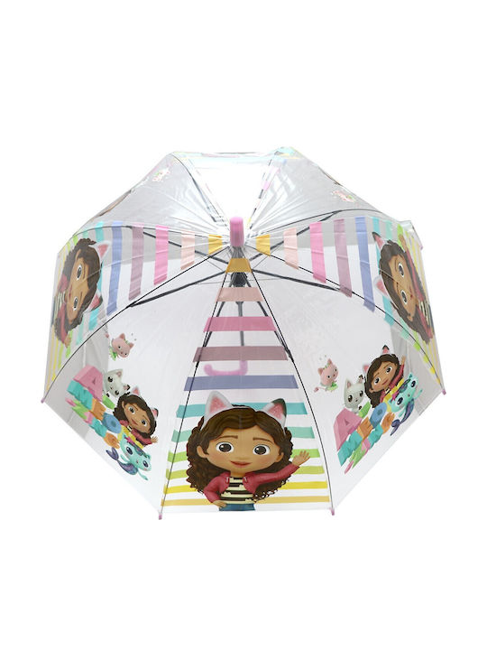 Dreamworks Umbrelă pentru copii Baston Gabby's Dollhouse transparentă cu diametrul de 76cm.