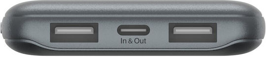 Belkin BoostCharge Power Bank 10000mAh 15W με 2 Θύρες USB-A και Θύρα USB-C Γκρι