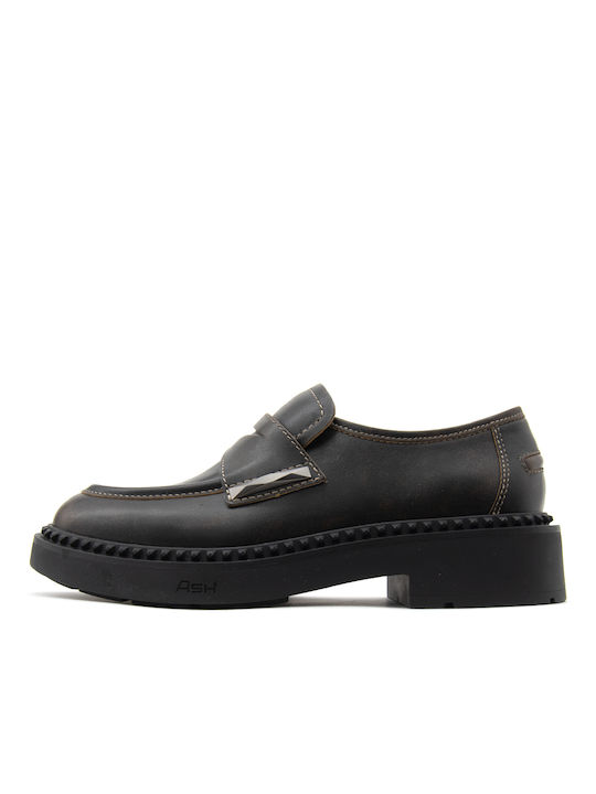 Ash Combo Δερμάτινα Γυναικεία Loafers σε Καφέ Χρώμα