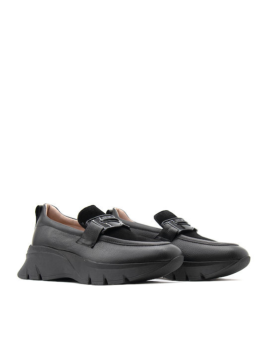 Δερμάτινα Γυναικεία Loafers σε Μαύρο Χρώμα