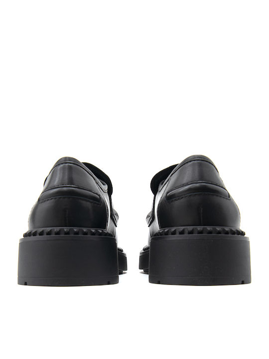 Combo A Δερμάτινα Γυναικεία Loafers σε Μαύρο Χρώμα