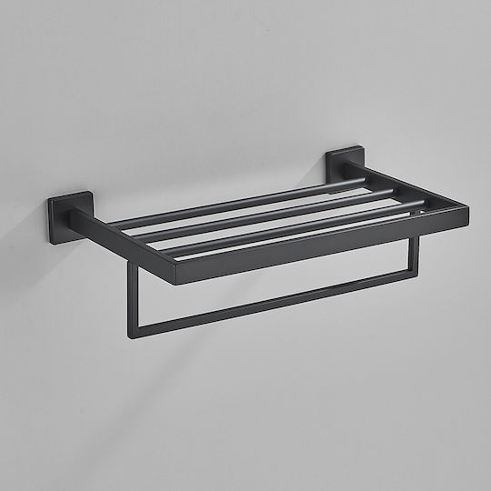 Rack de Baie cu 5 Locuri De Perete cu șuruburi ​40x40cm Negru